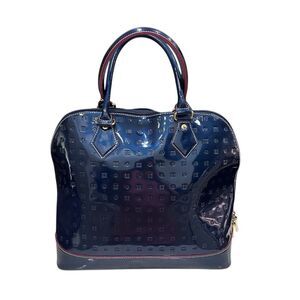 NWOT Arcadia Crossbody Shoulder Satchel Handbag Women's Navy Blue Patent Leather